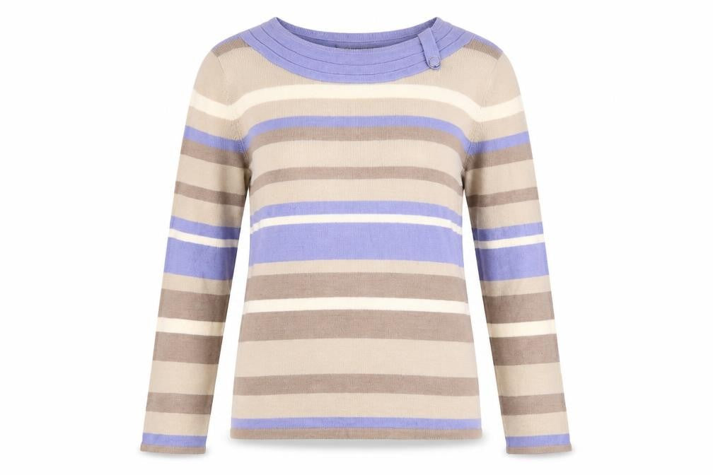 Bonmarché Womens Brown Striped Pullover Jumper Size XS