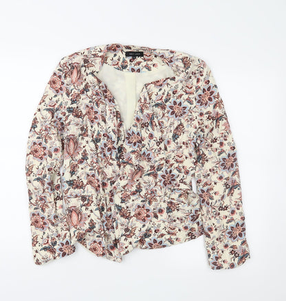 Additional front view of New Look women’s beige floral jacket blazer, size UK 12