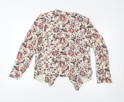 Back view of New Look women’s beige floral jacket blazer, size UK 12