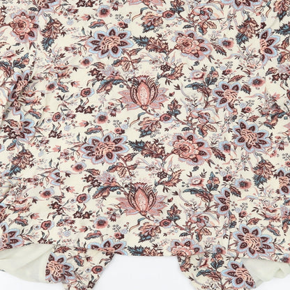 Brand and care label for New Look women’s beige floral jacket blazer, size UK 12