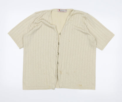 Additional front view of Keeno women’s beige cardigan jumper, size L