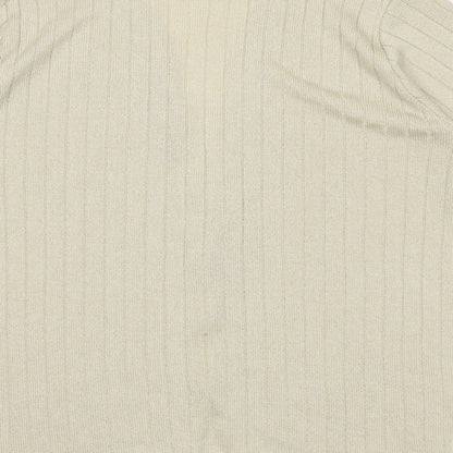 Brand and care label for Keeno women’s beige cardigan jumper, size L