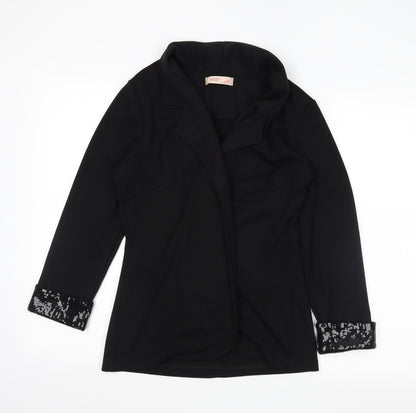 Front view of Krisp women’s black wrap jumper, size UK 12