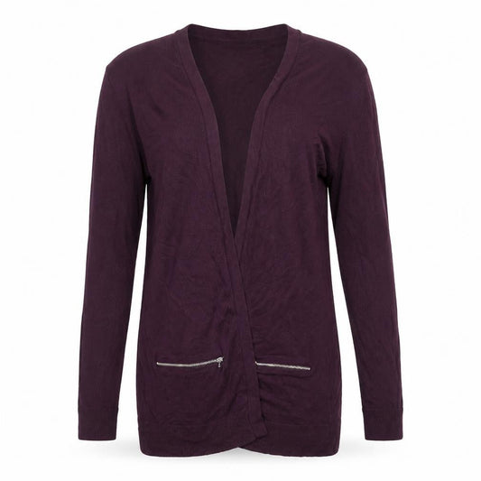 Front view of Select women’s purple wrap jumper, size UK 14