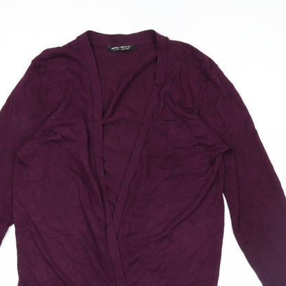 Close-up detail of Select women’s purple wrap jumper, size UK 14