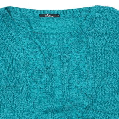 Close-up detail of Bonmarché women’s blue jumper, size XL
