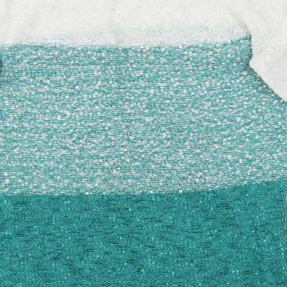 Brand and care label for Bonmarché women’s green striped jumper, size S