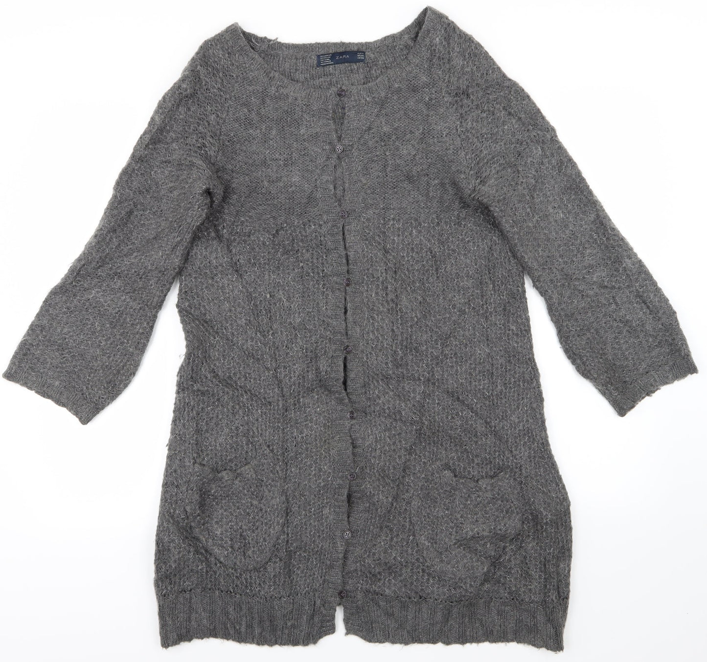 Zara Womens Grey   Cardigan Jumper Size M