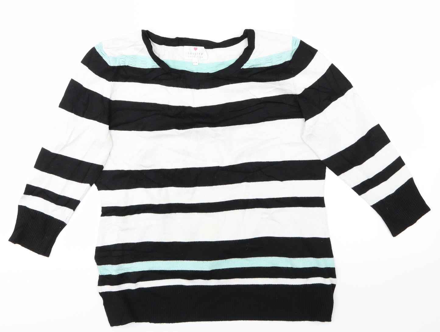 Inspire Collection Womens Black Striped  Pullover Jumper Size S