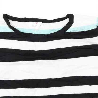Close-up detail of Inspire Collection women’s black striped jumper, size S
