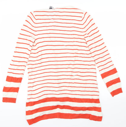 Back view of Marks & Spencer women’s red striped cardigan jumper, size S