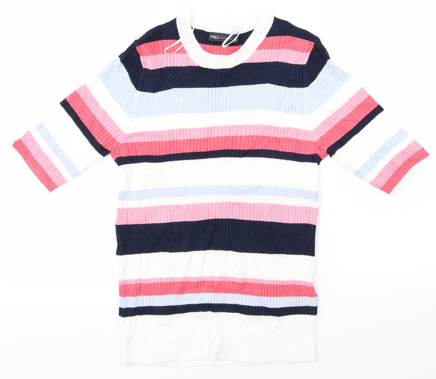 M&S Womens Pink Striped  Pullover Jumper Size 12