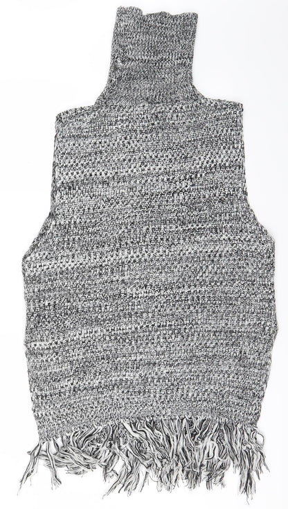 Back view of Izabel women’s grey jacket poncho, size UK 16