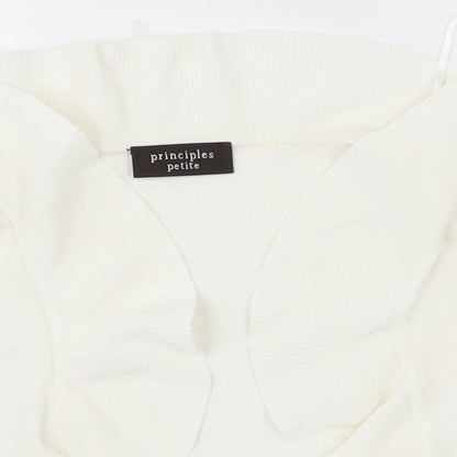 Close-up detail of Principles women’s white cardigan jumper, size S