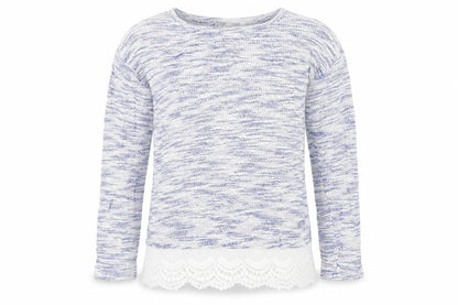 Front view of Next girls’ blue jumper, size 9, years
