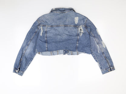 Back view of Pull&Bear women’s blue jacket, size UK 10