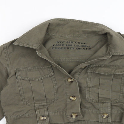 Close-up detail of St Bernard girls’ green jacket, size 10, years