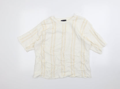 Additional front view of Marks & Spencer women’s ivory striped jumper, size UK 16
