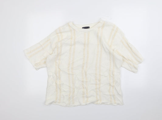 M&S Womens Ivory Striped  Pullover Jumper Size 16