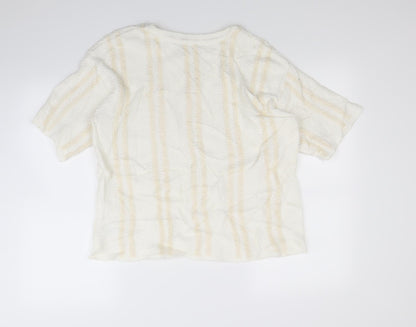 Back view of Marks & Spencer women’s ivory striped jumper, size UK 16