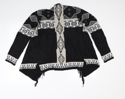 Back view of Koton women’s black striped cardigan jumper, size L