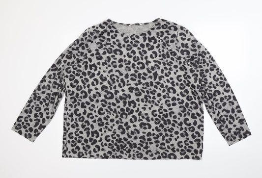 TU Womens Grey Animal Print  Pullover Sweatshirt Size 2