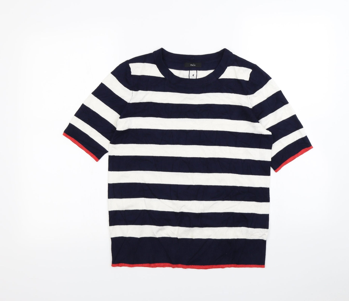 M&Co Womens Blue Striped  Pullover Sweatshirt Size 10