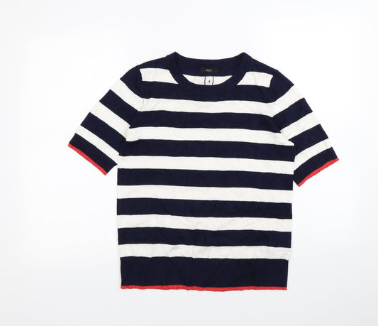 M&Co Womens Blue Striped  Pullover Sweatshirt Size 10