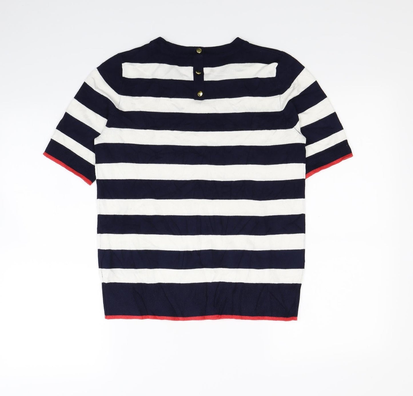 M&Co Womens Blue Striped  Pullover Sweatshirt Size 10