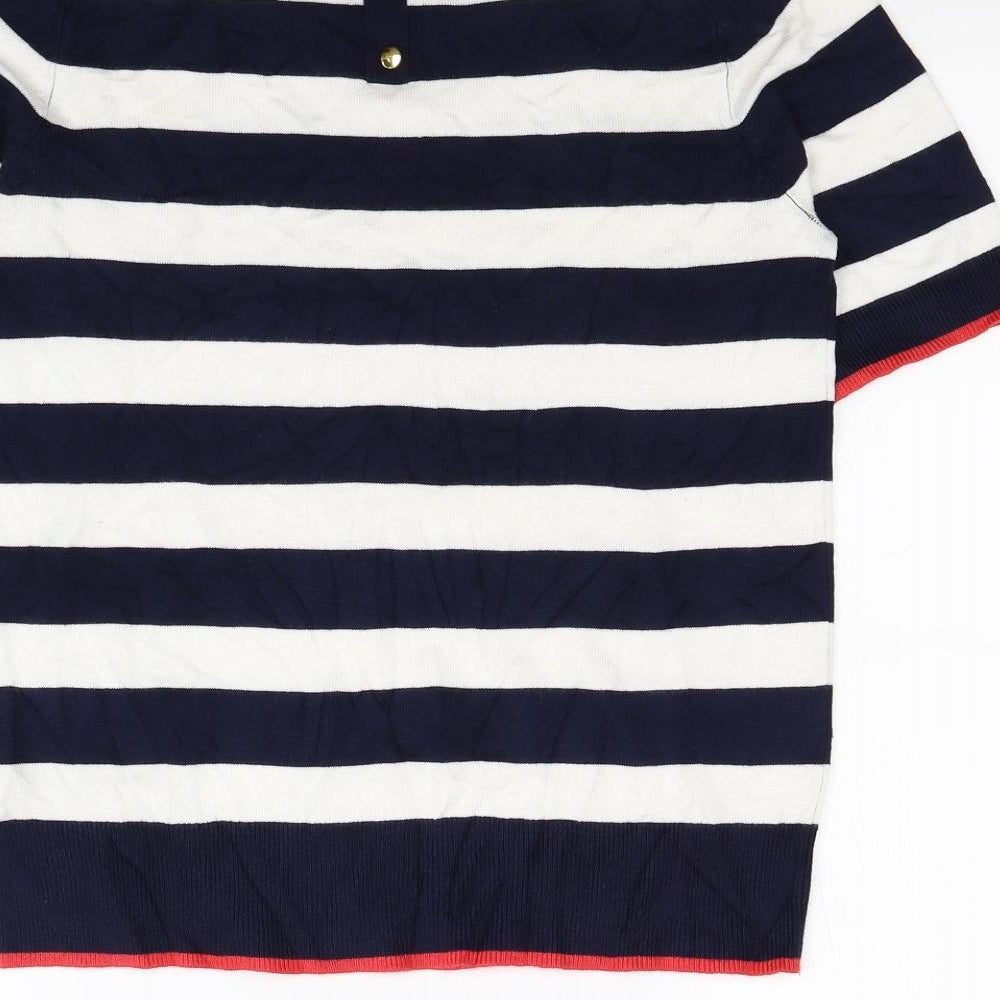 M&Co Womens Blue Striped  Pullover Sweatshirt Size 10