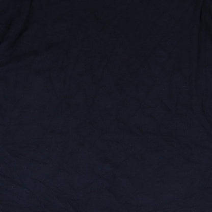Brand and care label for Marks & Spencer men’s blue jumper, size L