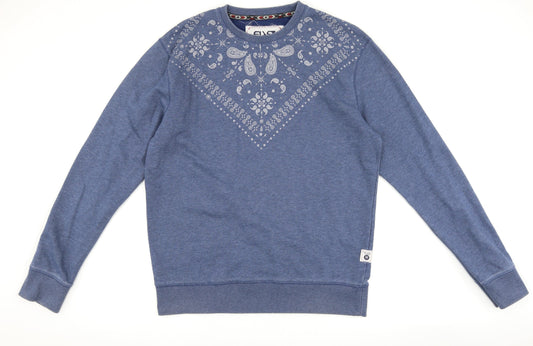 FLY53 Mens Blue Paisley  Pullover Sweatshirt Size XL