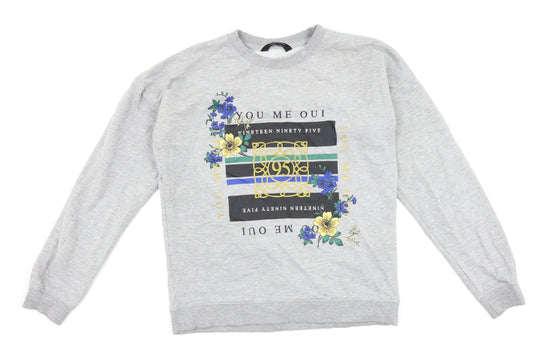 New Look Womens Grey Floral  Pullover Sweatshirt Size 10  - graphic