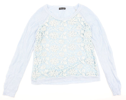 Additional front view of Select women’s blue floral jumper, size UK 18