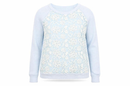 Front view of Select women’s blue floral jumper, size UK 18