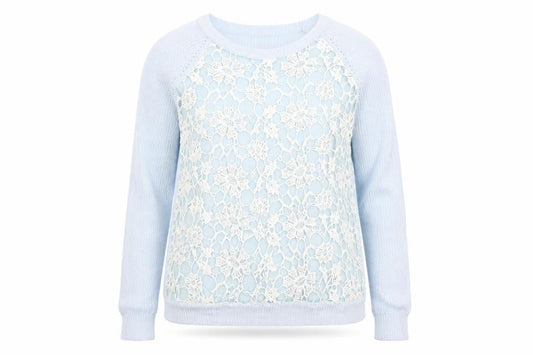 Front view of Select women’s blue floral jumper, size UK 18