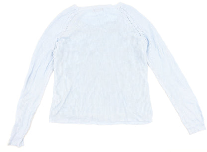 Back view of Select women’s blue floral jumper, size UK 18