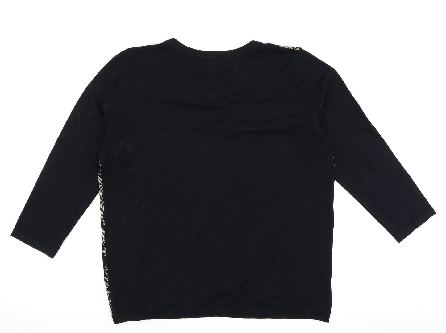 Papaya Womens Black Geometric  Pullover Jumper Size 16
