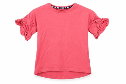 Front view of F&F girls’ pink basic t-shirt, size 12-18, months