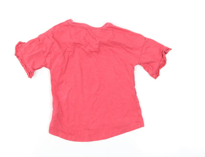 Back view of F&F girls’ pink basic t-shirt, size 12-18, months