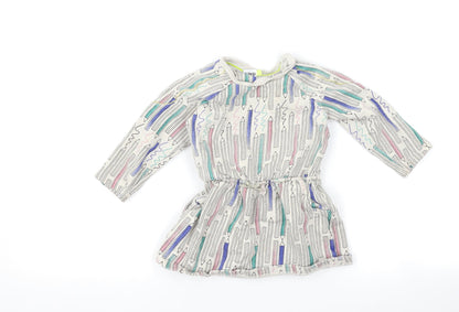 Additional front view of Boots Mini Club girls’ grey jumper dress, size 18-24, months - fearne cotton pencil print