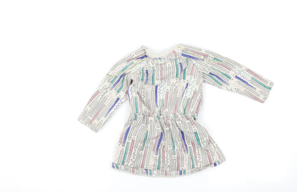 Back view of Boots Mini Club girls’ grey jumper dress, size 18-24, months - fearne cotton pencil print