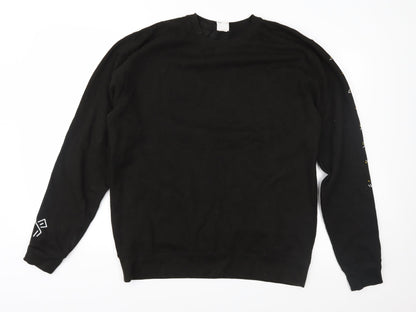 Additional front view of Awdis women’s black pullover sweatshirt, size L