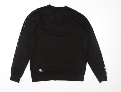 Back view of Awdis women’s black pullover sweatshirt, size L
