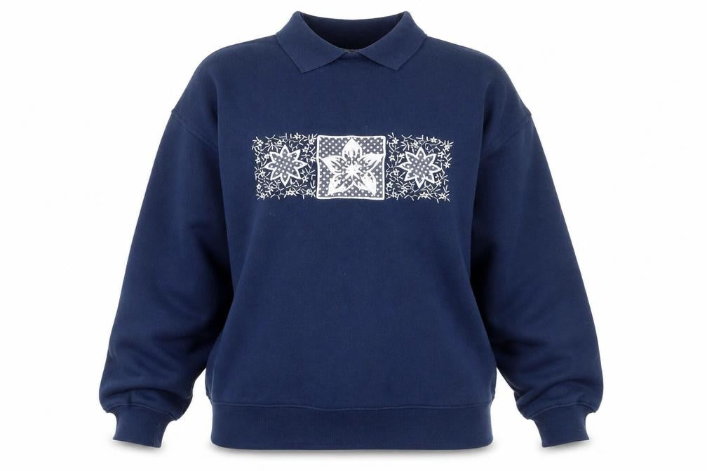 Para Womens Blue Floral  Pullover Sweatshirt Size S