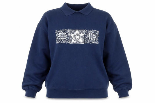 Front view of Para women’s blue floral pullover sweatshirt, size S