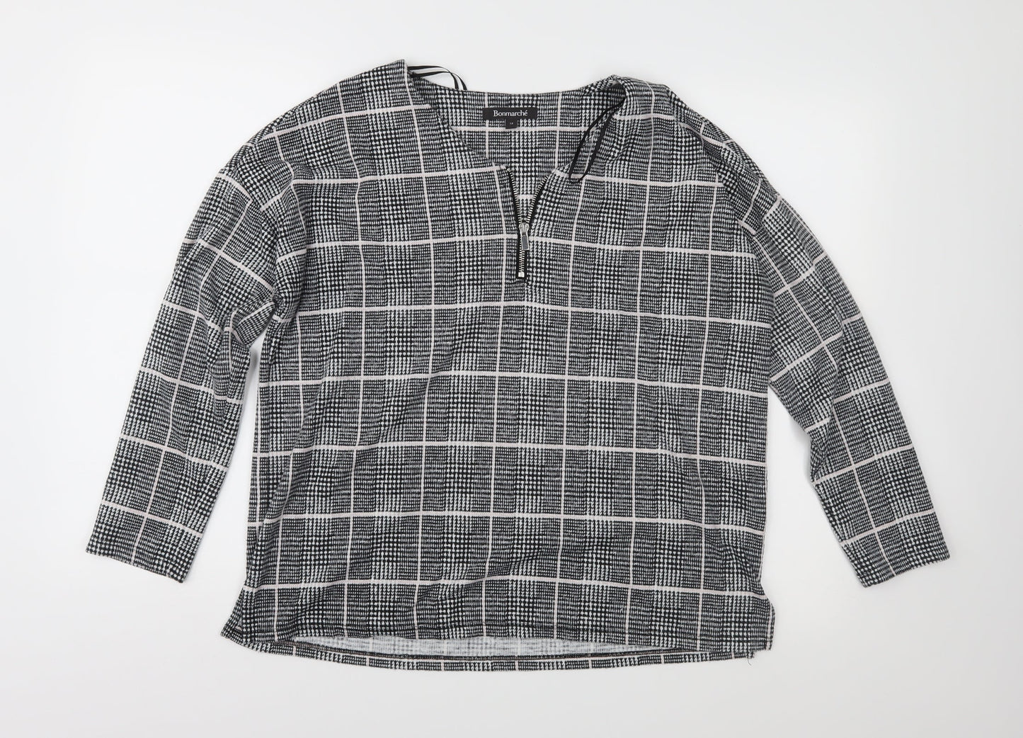 Bonmarché Womens Black Check  Basic Blouse Size 12