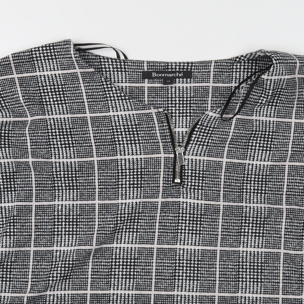 Bonmarché Womens Black Check  Basic Blouse Size 12