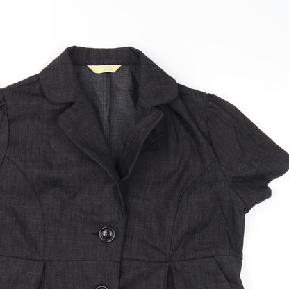 Close-up detail of Agenda women’s grey jacket suit jacket, size UK 14