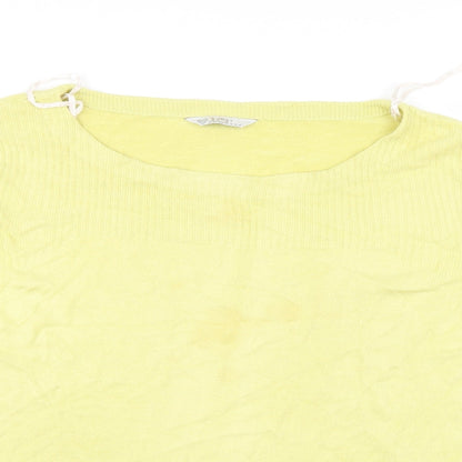Close-up detail of BHS women’s yellow jumper, size UK 16